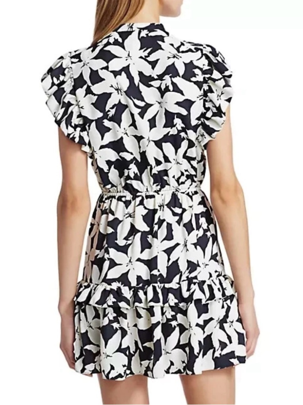 Joie Krystina Ruffle Trim Floral Dress Deep Sea Women’s Blackish Blue Size XS - Picture 2 of 14